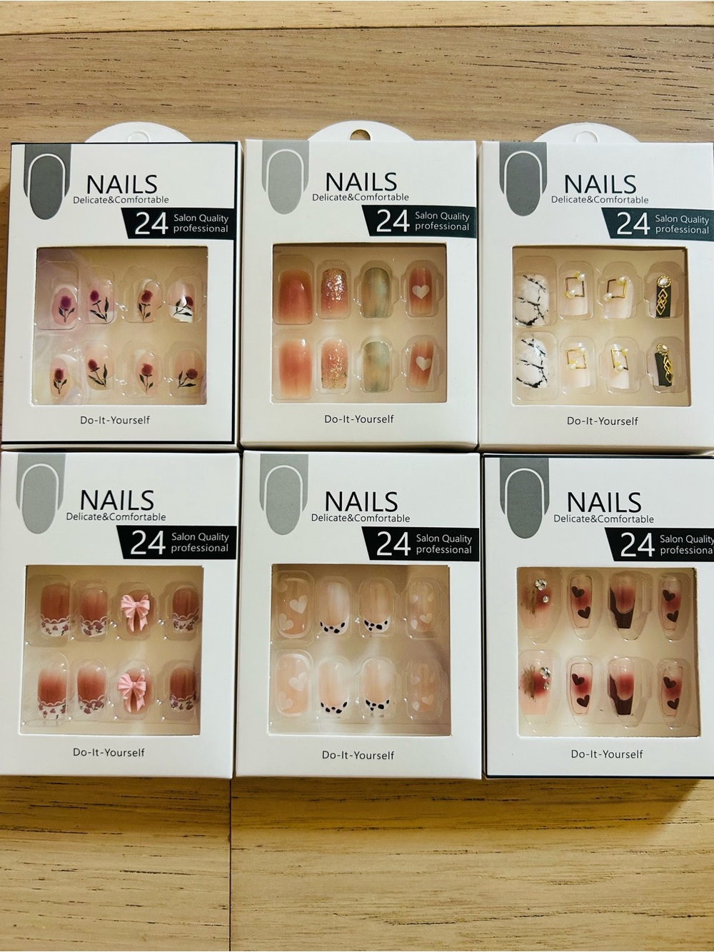Nails Delicate & Comfortable lot  24-Pack Press-On Nail Set - Pink/Peach various